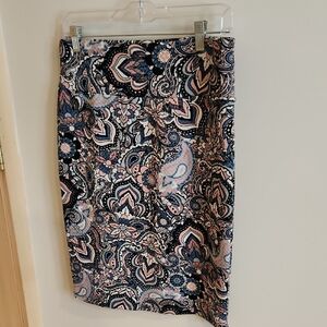 LuLaRoe Paisley Pencil Skirt - Blue and Pink